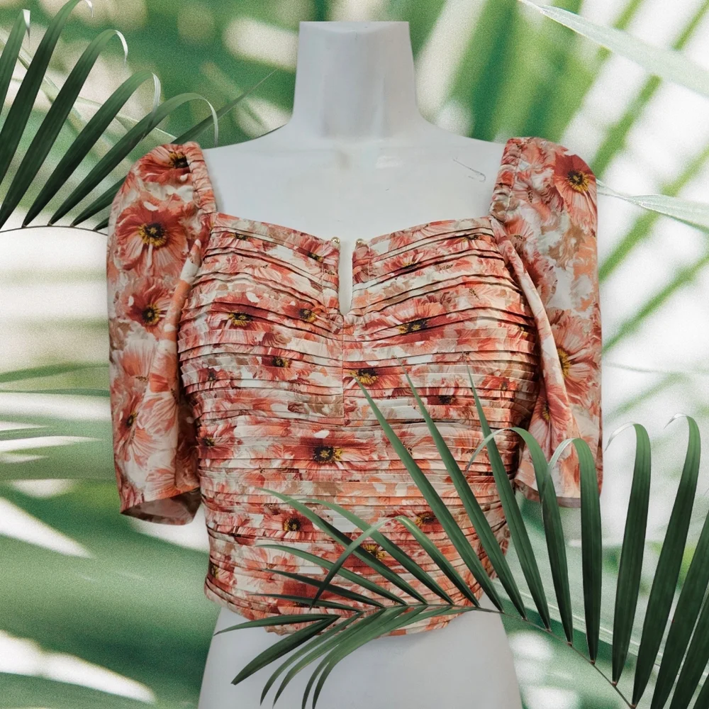 Express Floral Puff Sleeve Top - Picture 4 of 5